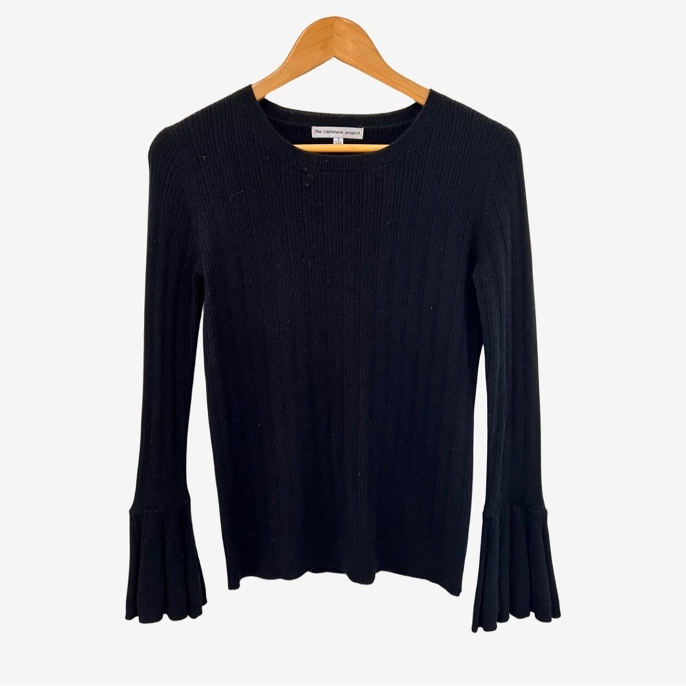 The Cashmere Project Black Knit Cashmere Belle Sleeve Sweater S ($260)
